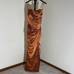 Elegant Satin Copper Dress